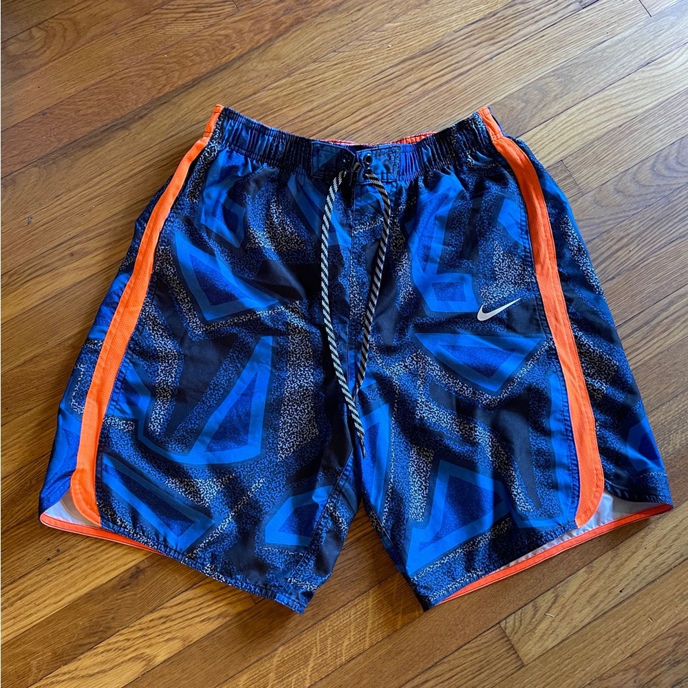 Nike Mens Blue and Orange swim trunks Size Large